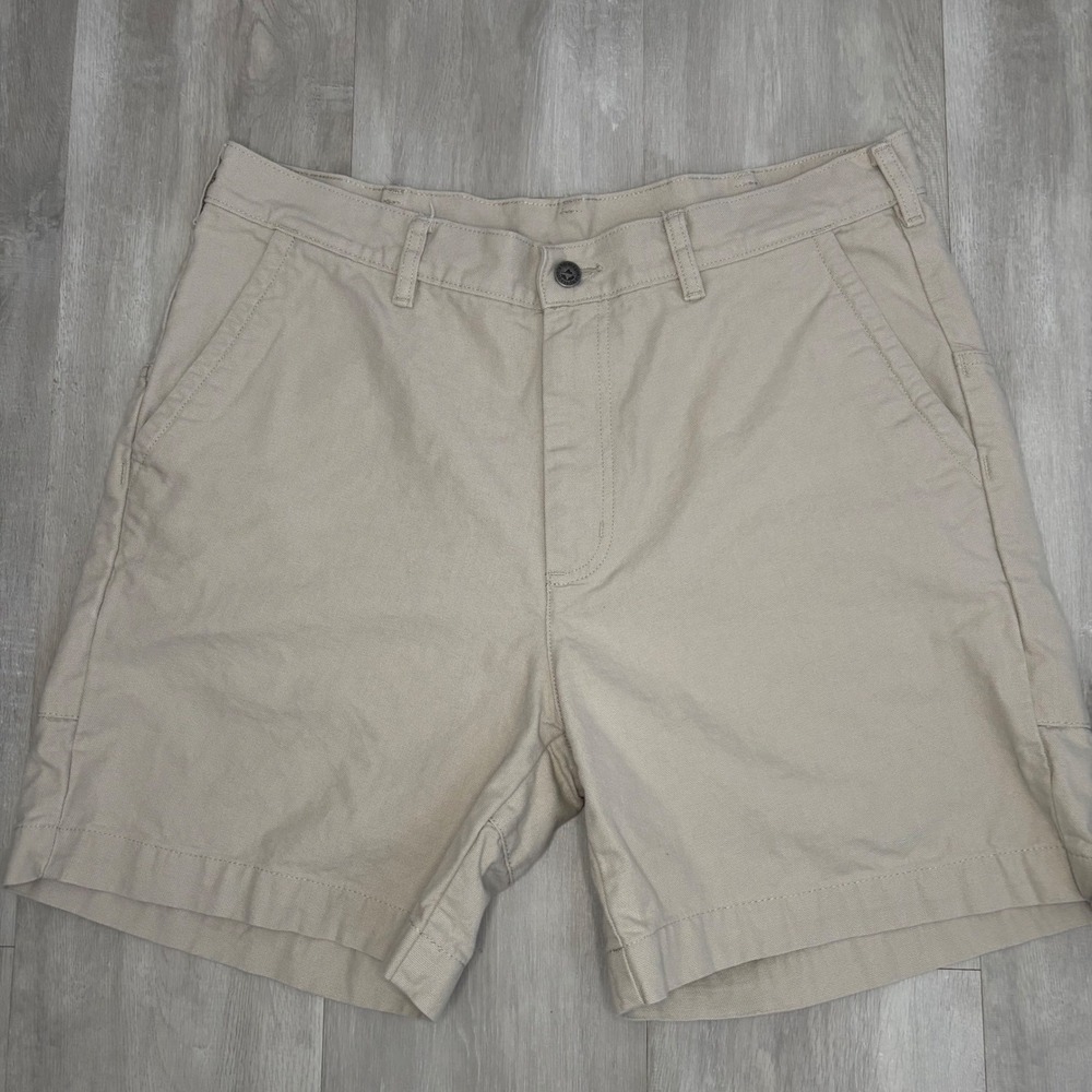 Patagonia Heritage Stand Up Shorts Mens 35 Khaki Tan Organic Cotton Canvas